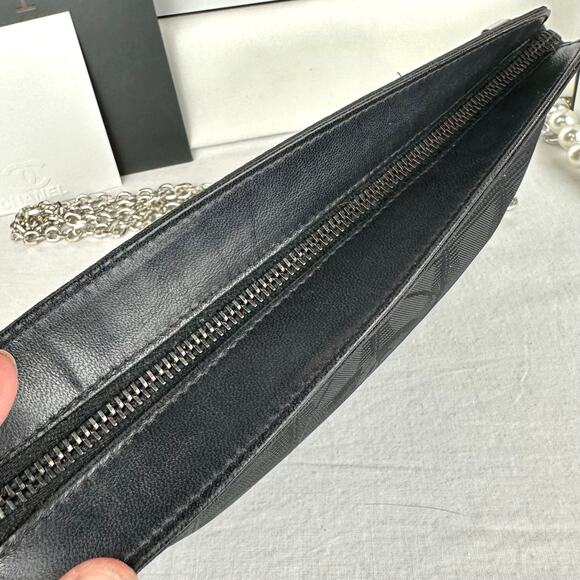 Chanel New Travel Line black canvas cosmetic pouch crossbody bag - Picture 9 of 15